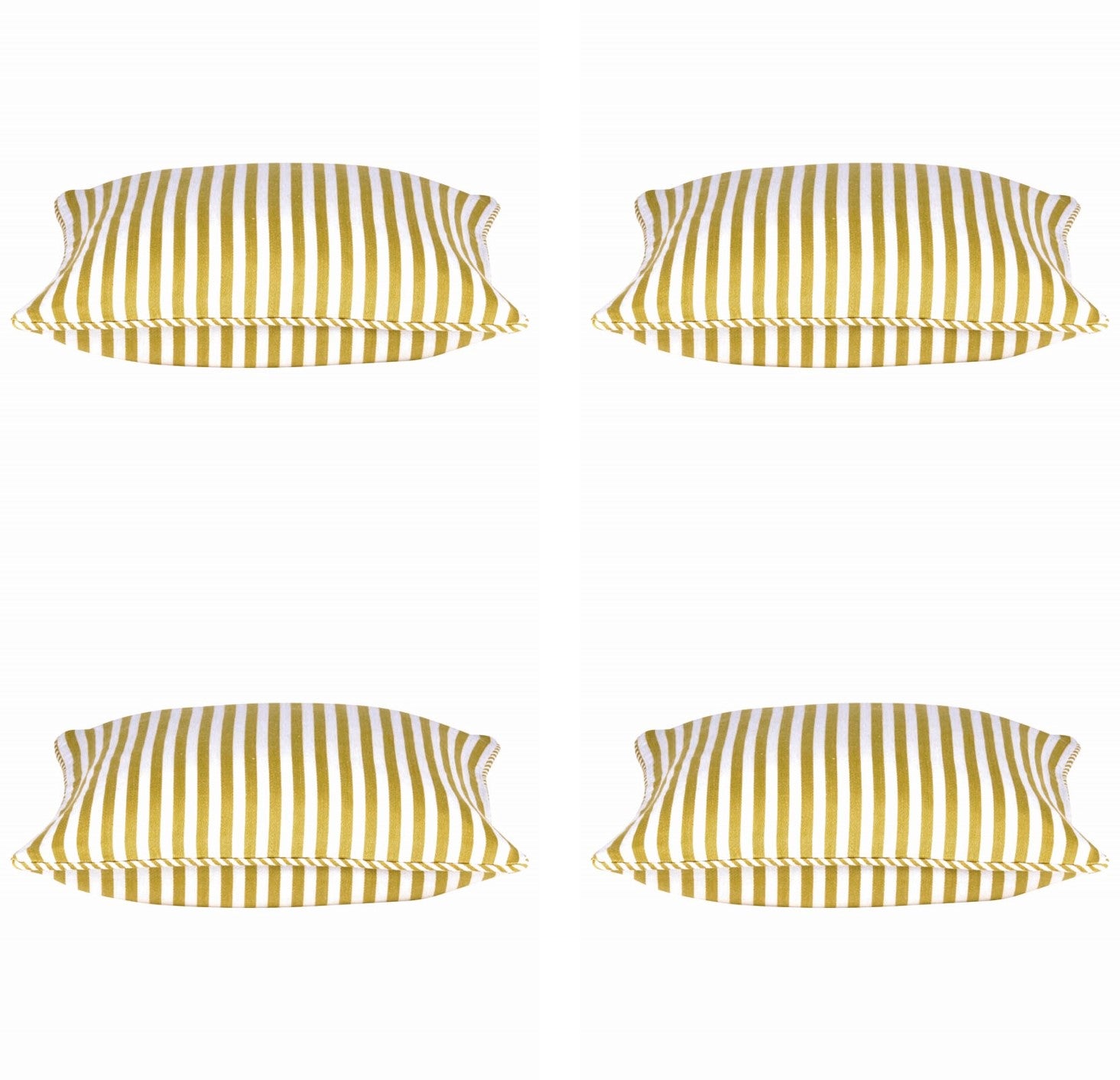 Pack of 4 Dandi Mustard Yellow & White Striped Square Cushion Covers 40x40cm
